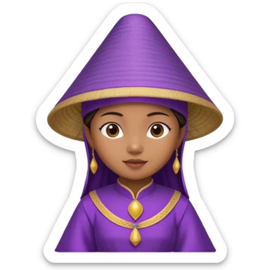 ancient vietnamese girl with dress and conical hat, purple sticker