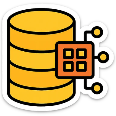 A structured data icon representing a database, clean and modern design, suitable for digital interfaces. sticker
