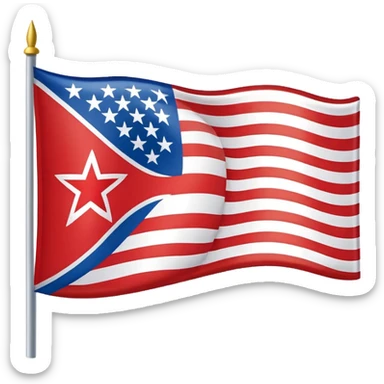 Let's talking about a emoji flag hack combination with Puerto Rico + North Korea emoji flag combination flag hack as a flag image by photo and flag with five red and white stripes, white star with north Korea flag style sticker