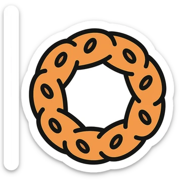 simit, Turkish sesame bread ring colored icon with sesame seeds sticker