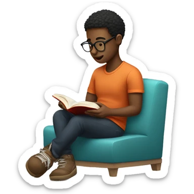 A student reading a book while chilling sticker