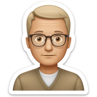 hombre, 50 años pelo poco rapado delgado con gafas de lectura sticker