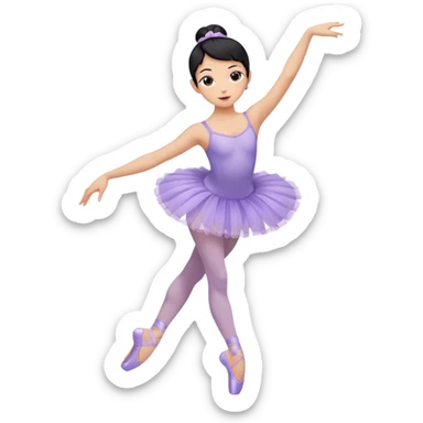 ballet dancer black hair tan skin wearing a lavender leotard and lavender tutu and pale pink tights with lavender pointe shoes in arabesqye sticker