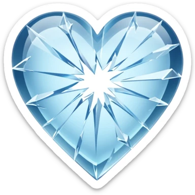 Frozen heart mid-shatter, shards suspended sticker