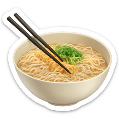 beige bowl of ramen with a pair of chopsticks sticker