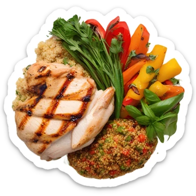 round white plate with healthy food sticker