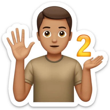 a guy shrugging his shoulders with a 6 above his right hand and a 7 above his left hand sticker
