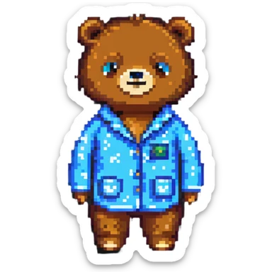 bear in pajamas pixel art sticker