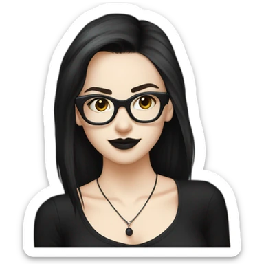Tango-dancing-white-goth-girl-dark-hair-with-glasses-black-tshirt sticker
