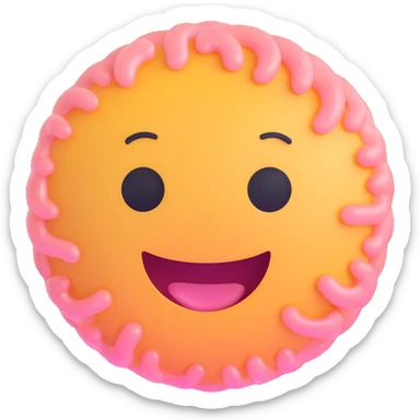 probiotic microorganism character emoji, round and cute bacteria shape with a smiling face, pastel colors sticker