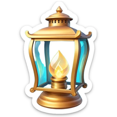 enchanted lantern object icon, strong magical glow, floating runes and sparkles, mystical light swirling inside the lantern, fantasy magic aura, 3D cartoon, mobile game icon style, centered, clean background, no text, no watermark sticker