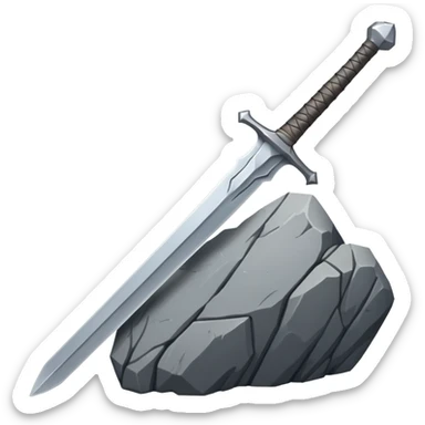 a sword with a rock on its tip sticker