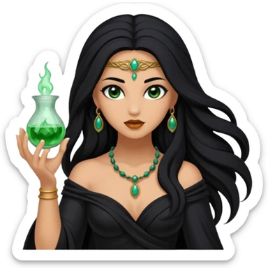  Achlys, Poison Goddess from Rome Mythology with long black hair, black outfit sticker