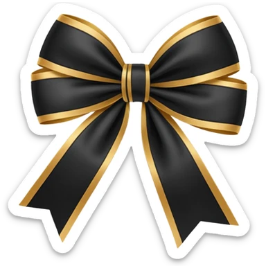 Black bow with golden outer line sticker