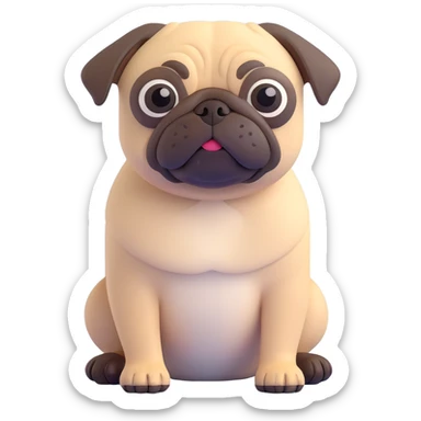 A pug posing, close up pose, living room background sticker