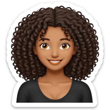 brown skinned lady with curly black hair, shoulder long hair, messy, nice curves sticker