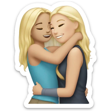 White Girl hugs blonde girl sticker