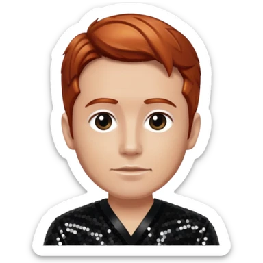 Abe Cunningham from Deftones with auburn hair, light skin, black sequin outfit sticker