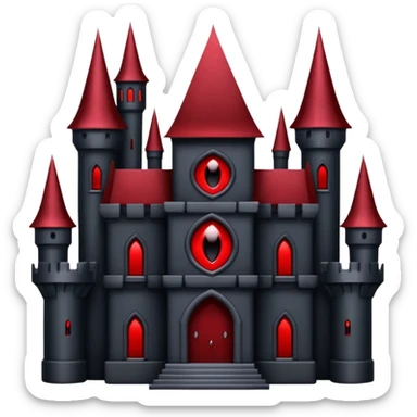 Dark Vampire Castle with the colors dark red and black, the castle should have dark red eys in the middle sticker