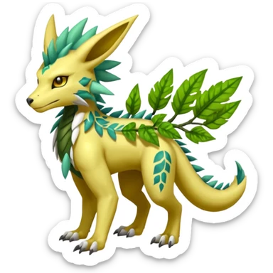  Exotic Ivy Dragonic Feathery ScalyMeloetta-Zygarde-Zeraora-Renamon-Protogen-Palkia-hybrid-fusion-Fakémon-creature, full body sticker
