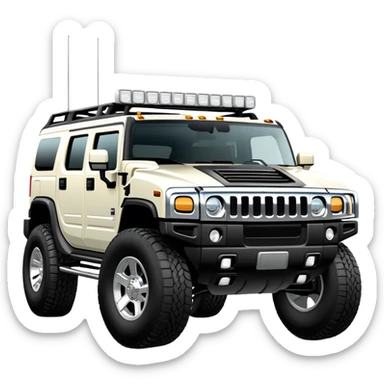 A white 2004 Hummer truck on some nice wheels sticker