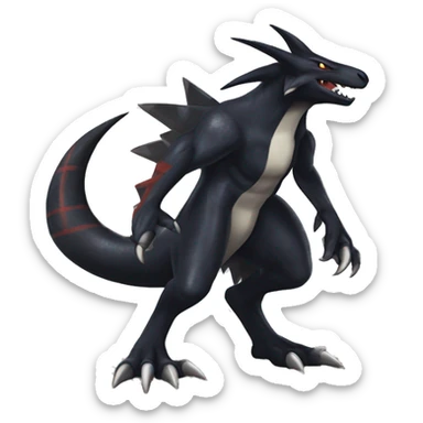 Black Cool Edgy Nargacuga-Garchomp-Houndoom-Sergal Fakémon with Edgy markings,  full body sticker