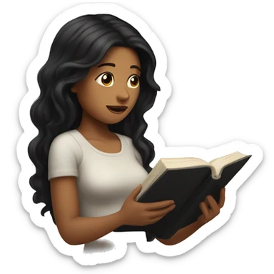 Girl with black wavy hair reading the Bible  sticker