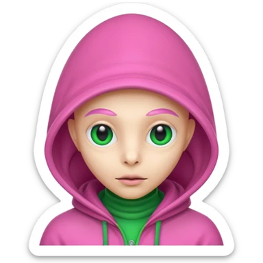 Hooded Pink Alien – Pink alien wearing a green hood.






 sticker