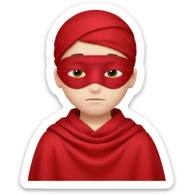 boy wearing red cloth over only eyes sticker