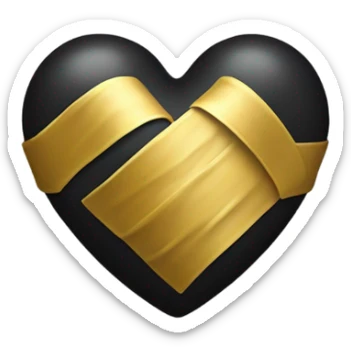 black heart with golden bandage sticker