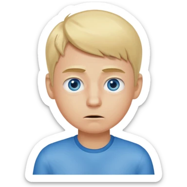 boy with an unpleasant body odor, blond and blue eyes. sticker