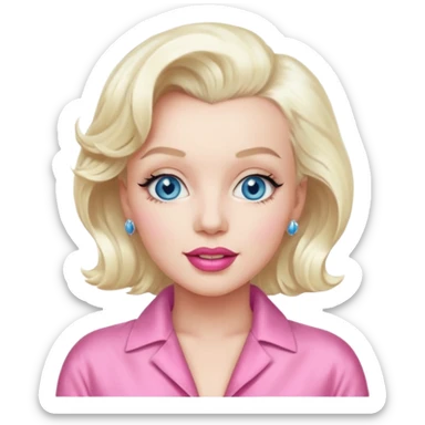 Marilyn Monroe with blue eyes, platinum blonde hair, pink outfit sticker