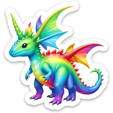 Shiny Exotic Colorful Meganium-Amaura-Aurorus-Fakémon-hybrid-creature (full body)  sticker