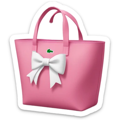 pink lacoste tote bag with one white bow on left side  sticker
