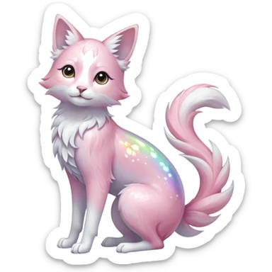Multicolored sparkly shiny ethereal pastel iridescent light pale cute adorable pretty feminine elegant realistic floral exotic marble-Sakura-Falvie-Fionbri-fursona, full body sticker