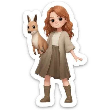 girl with an animal sticker