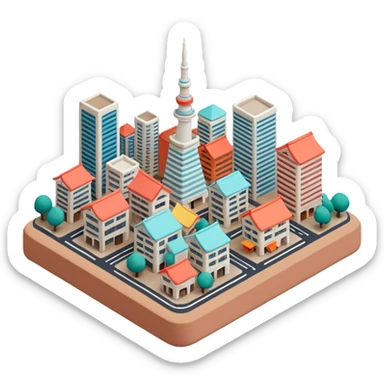 isometric tokyo clay 3d sticker