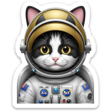 tuxedo cat Astronaut sticker
