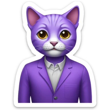 Purple humanised Cat psychologist sticker