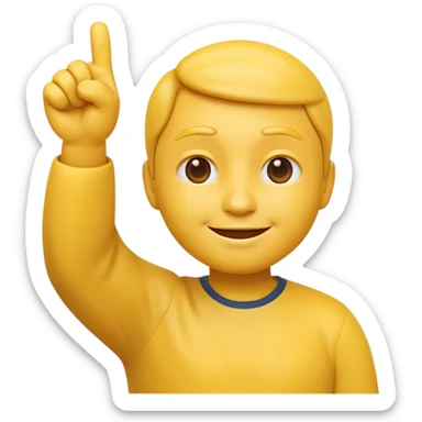 iOS-style 3D classic round yellow emoji face, confident smirk, half-closed eyes, both hands raised with thumbs pointing inward toward itself, expressing 'me' or 'I'." sticker