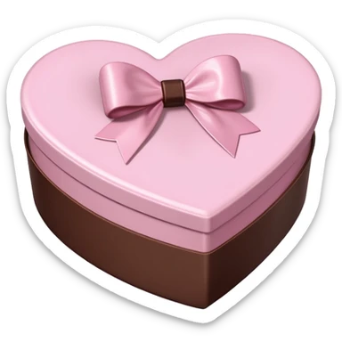 pale pink heart-shaped box with a pale pink bow, filled with chocolates inside sticker