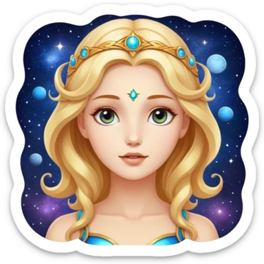 closeup head portrait of universe goddess Sophia with pretty perfect feminine attractive face, cosmic beauty with detailed delicate facial features, head only isolated, no body sticker