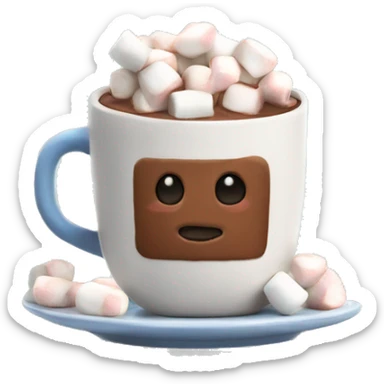 hot chocolate with marshmallows in a mug sticker