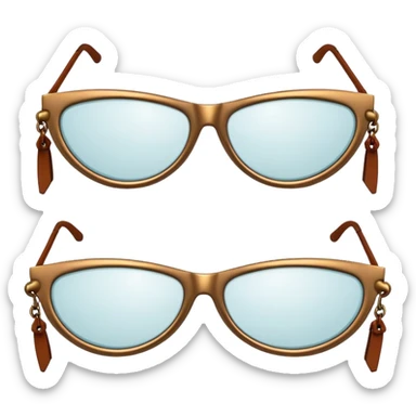 Bronze half-moon frames with leather temple ties sticker