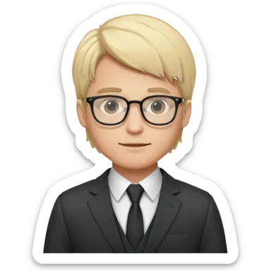 Light-haired man, with fair skin, dressed in a suit, young, with glasses, a trader, half-length shot sticker