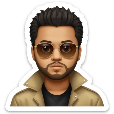 the weeknd looking off to the side with sunglasses and lights reflecting off them during after hours era sticker