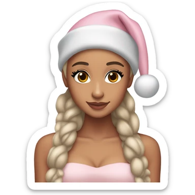 Ariana grande in a light pink christmas outfit  sticker