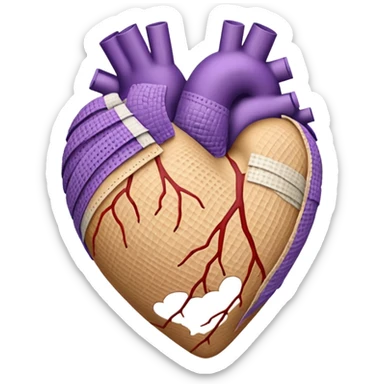heart with subtle purple colour bandaged  sticker