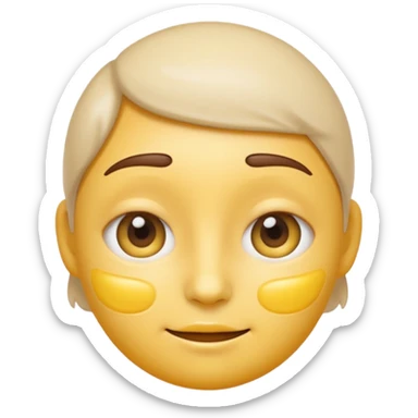 Generate a high-quality iPhone-style emoji of a face with yellow cream applied under the eyes, realistic shading, smooth gradient colors, rounded and cute 3D cartoon style, subtle facial expres
 sticker