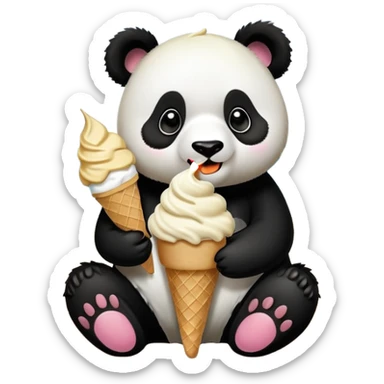 Panda eating ice cream on the beach sticker